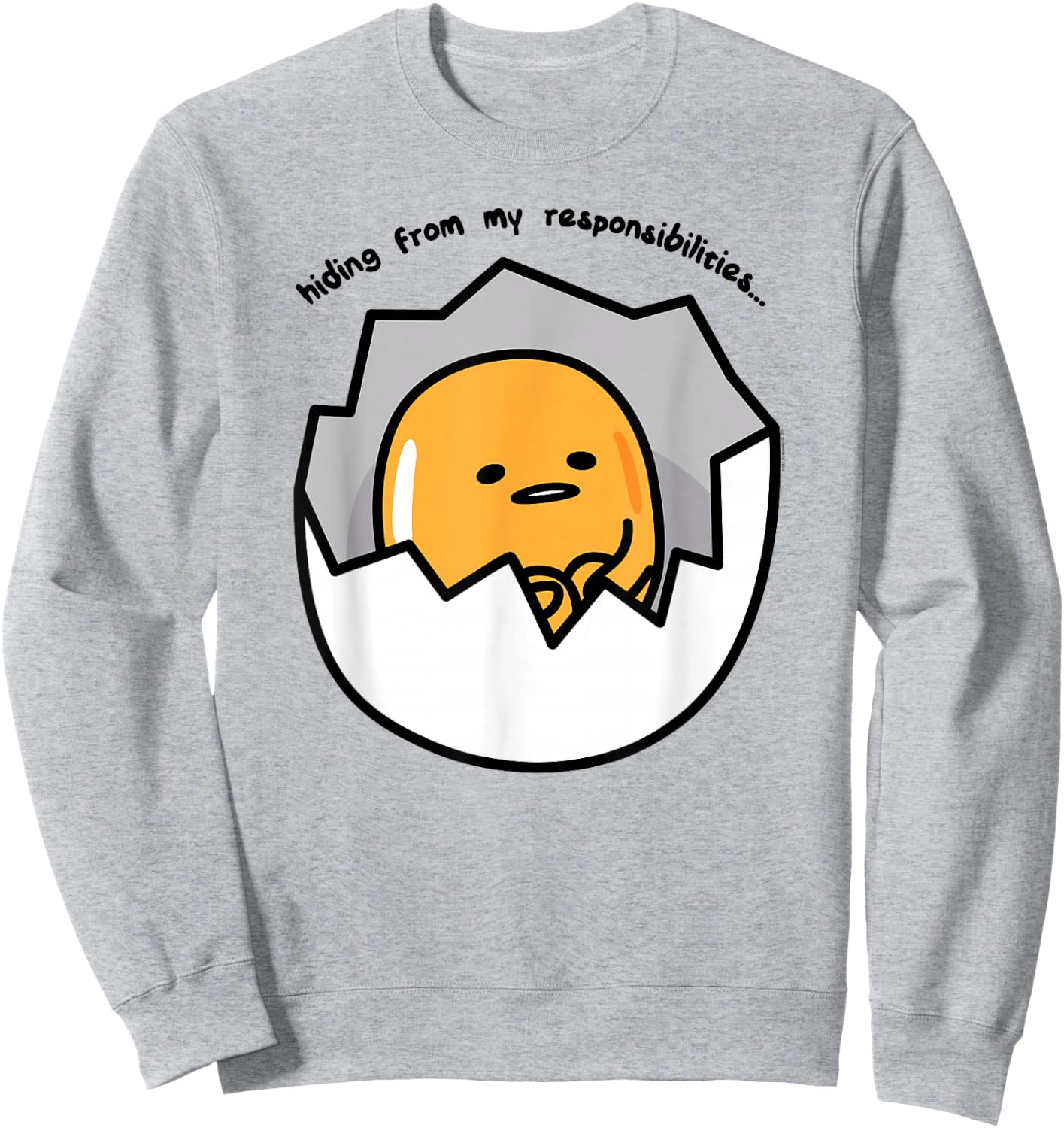 Gudetama the Lazy Egg Hiding from Responsibilities Sweatshirt - Sweatshirt | Ash