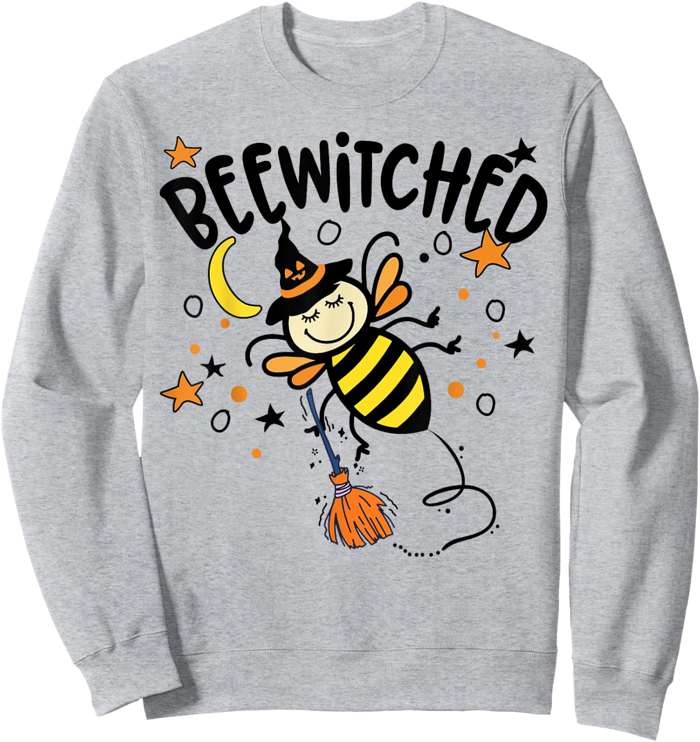 Kids halloween bee witch Bewitched broomstick witch's hat Sweatshirt - Sweatshirt | Ash