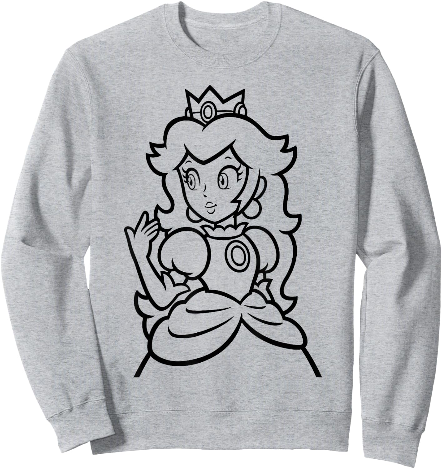Super Mario Peach Simple Outline Portrait Sweatshirt - Sweatshirt | Ash