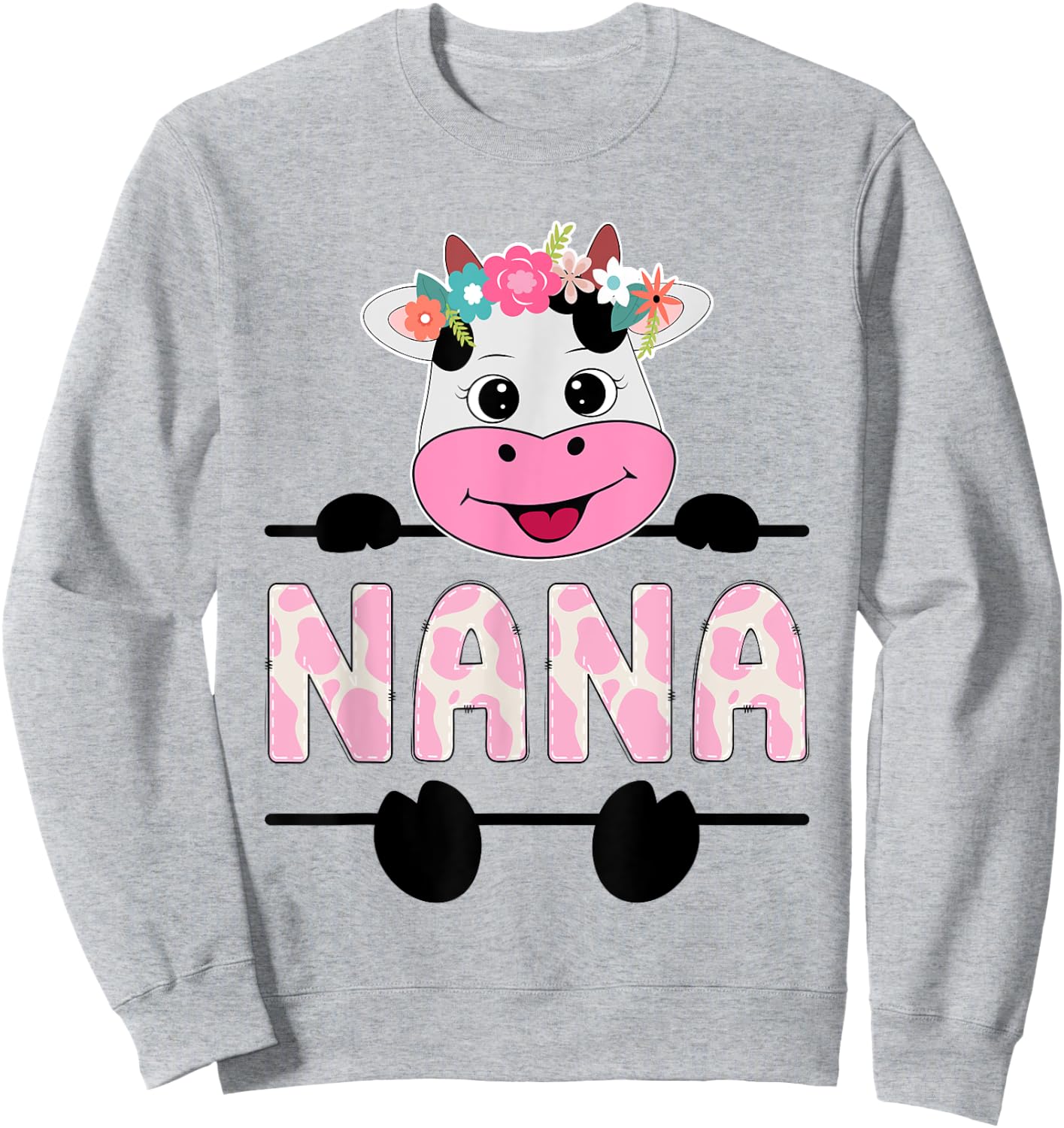 Nana Of The Birthday Girl Cow Grandma Family Party Sweatshirt - Sweatshirt | Ash