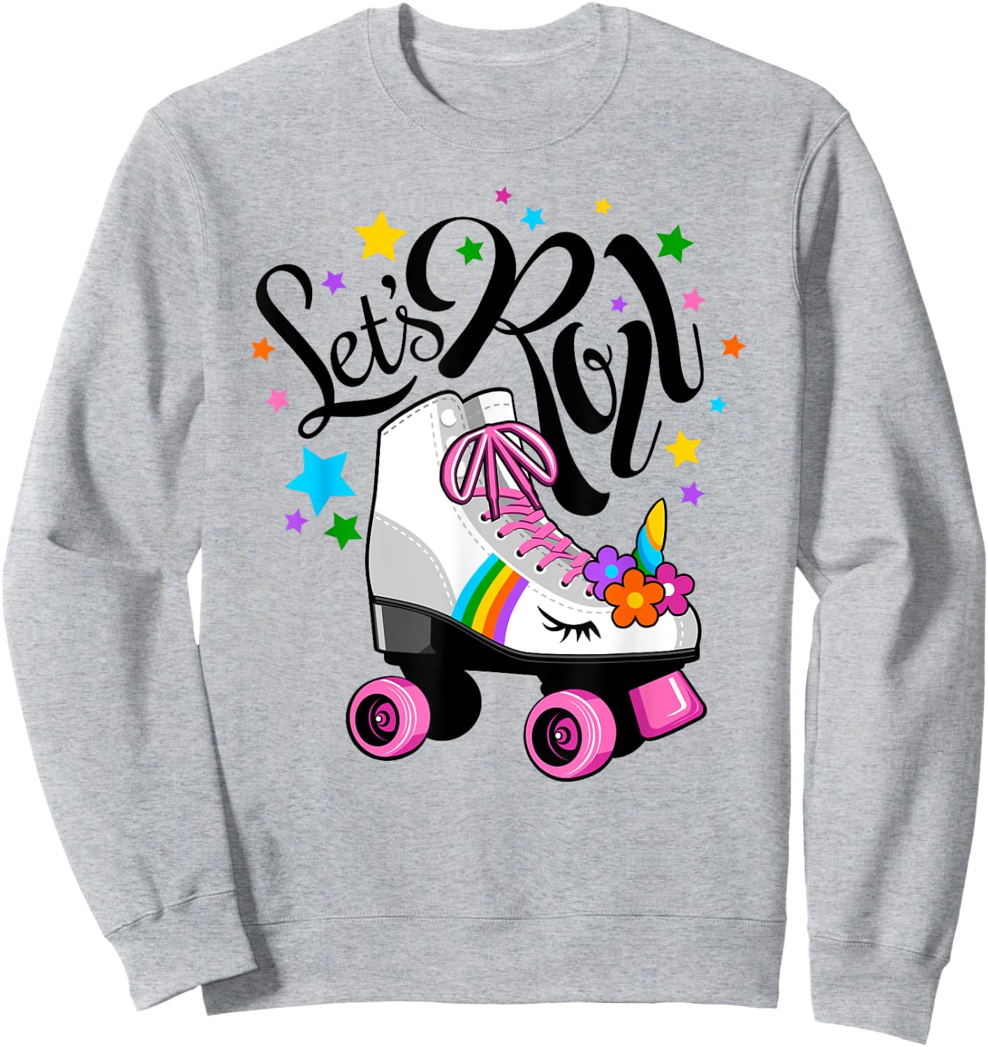 Let's Roll Unicorn. Roller Skate fun party girl's Sweatshirt - Sweatshirt | Ash