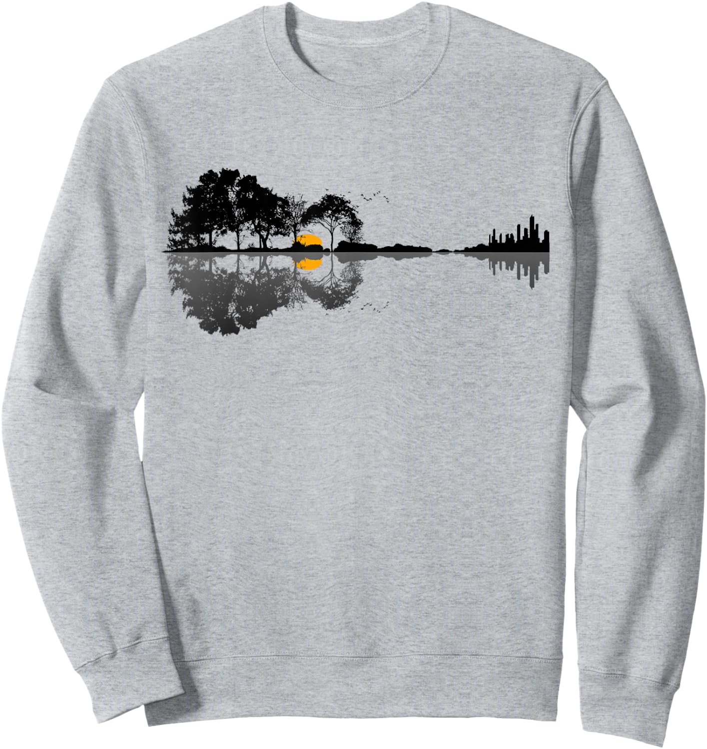 Retro Guitar T Shirt Lake Shadow Love Gitarre Sweatshirt - Sweatshirt | Ash