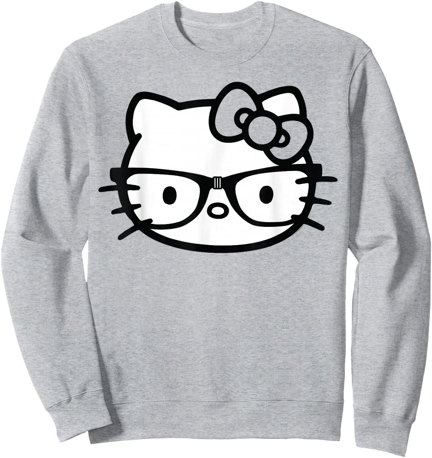 Hello Kitty Black and White Nerd Glasses Short Sleeve Sweatshirt - Sweatshirt | Ash
