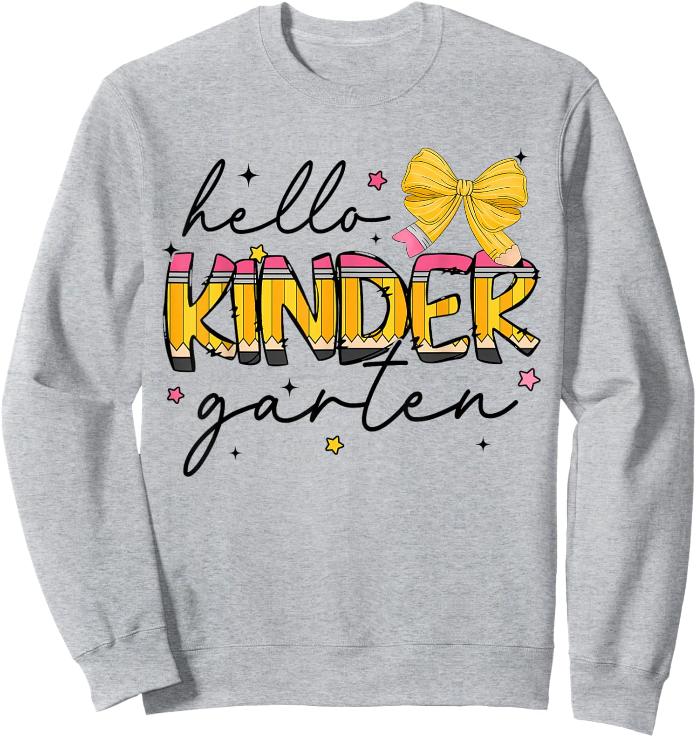 Back to School Kindergarten Pencil Coquette Bow Teacher Girl Sweatshirt - Sweatshirt | Ash