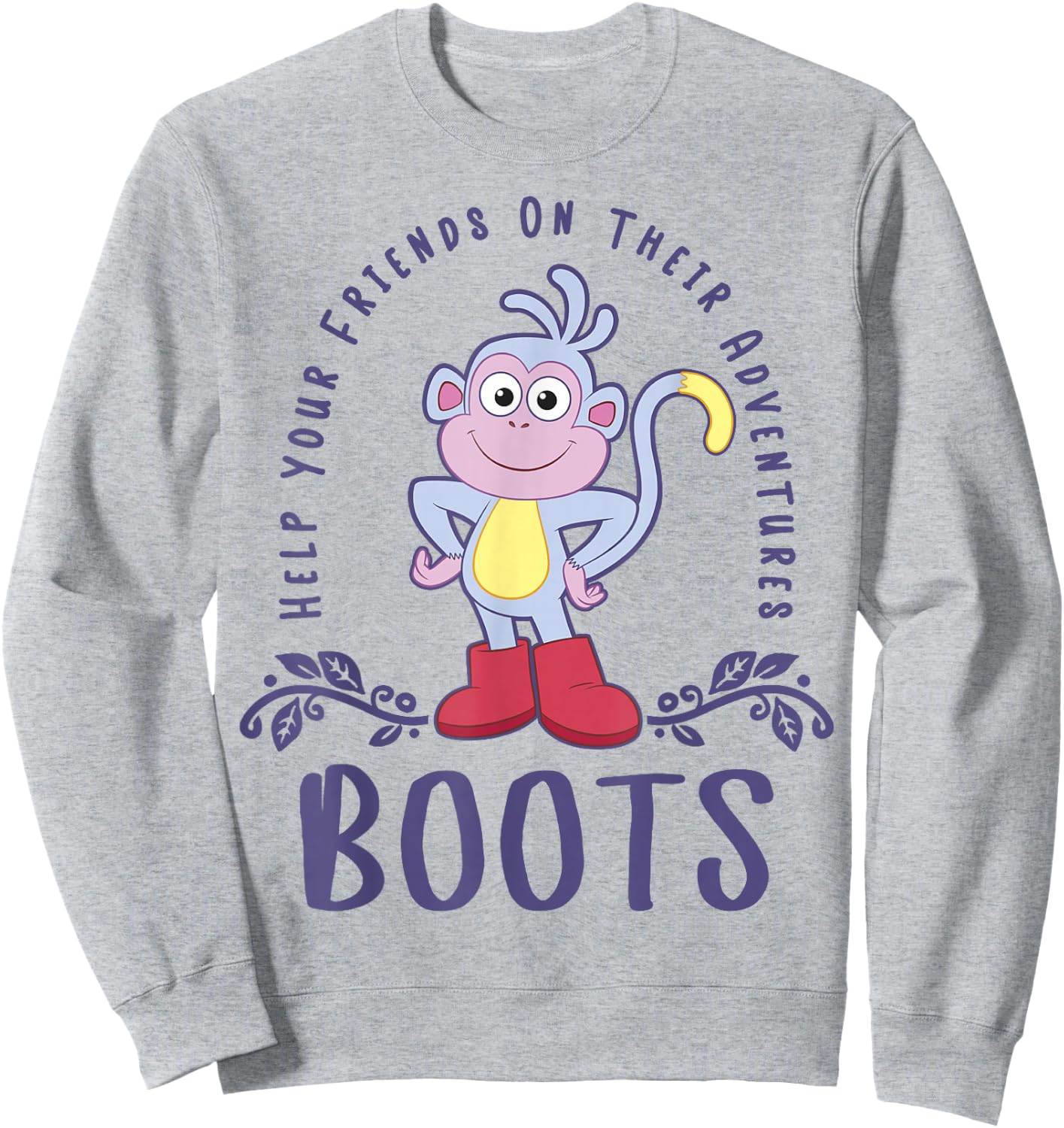 Dora The Explorer Boots Help Your Friends On Their Adventure Small Sweatshirt - Sweatshirt | Ash