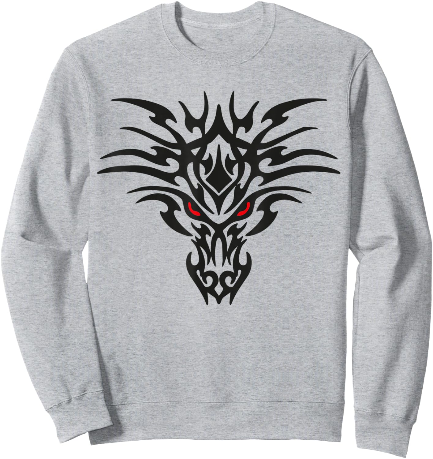 Tribal Dragon Head T Shirt Tattoo Cute Black Design Red Eyes Sweatshirt - Sweatshirt | Ash