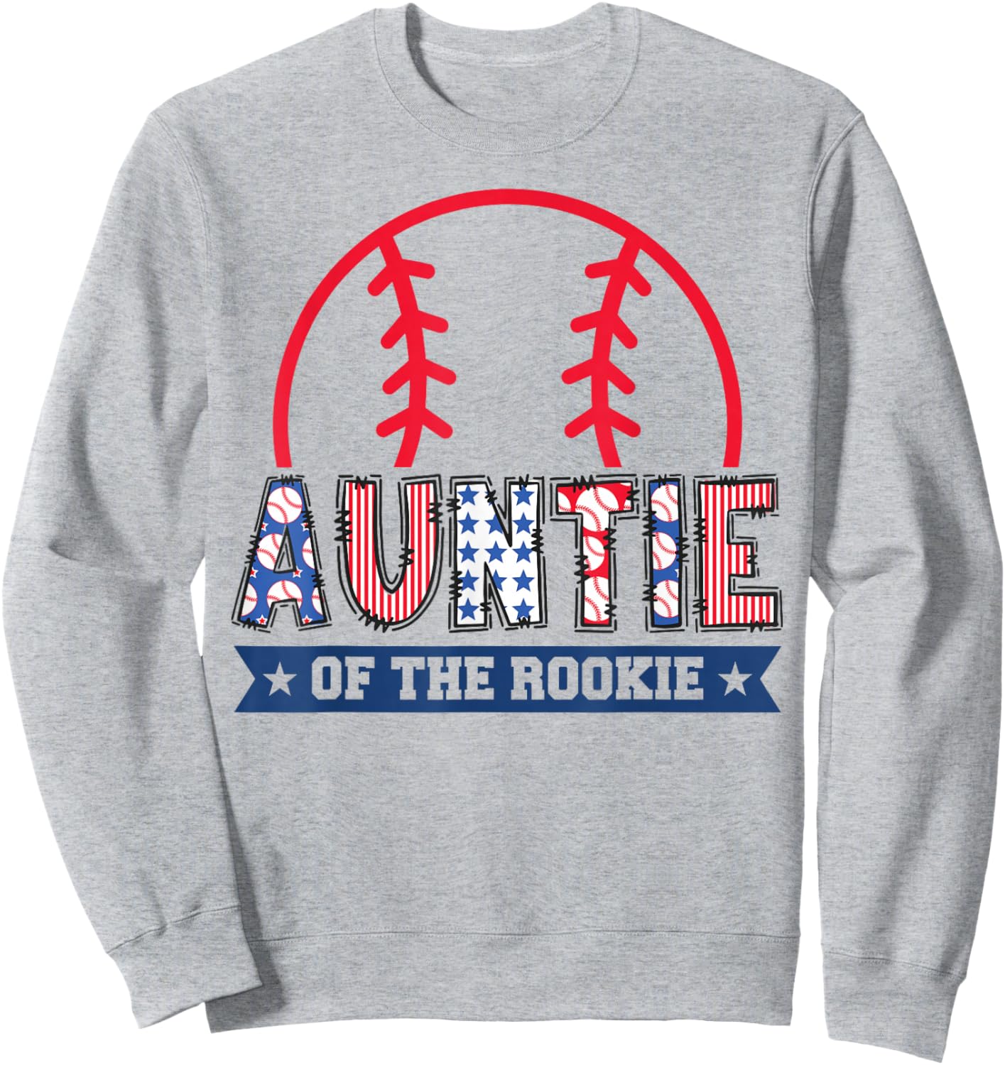 Auntie of The Rookie 1st Baseball Birthday Boy Matching Sweatshirt - Sweatshirt | Ash