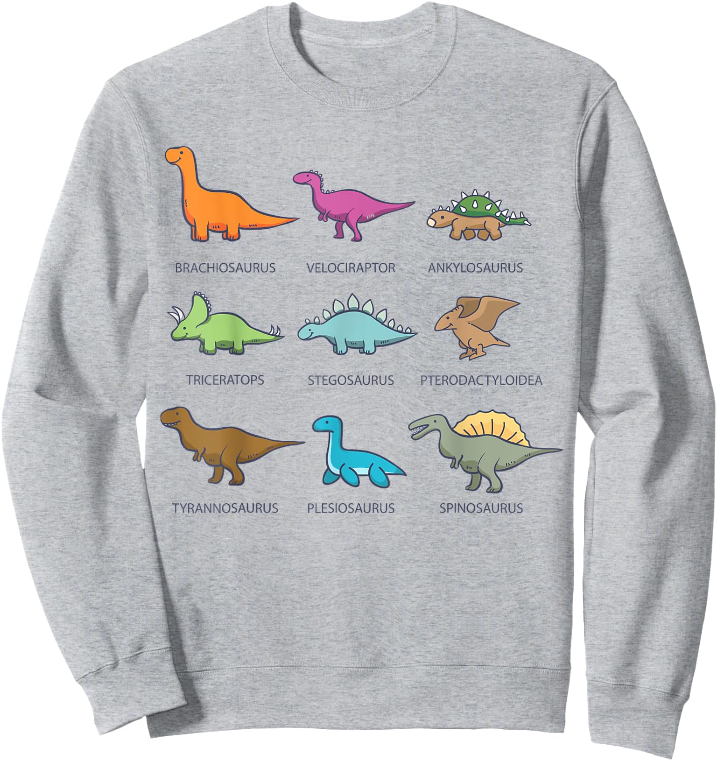 Types of Dinosaurs Shirt | Educational Gift Sweatshirt - Sweatshirt | Ash