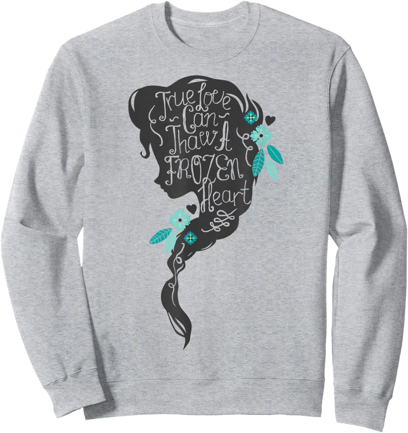 Disney Frozen Elsa Head Profile Love Thaws Graphic Sweatshirt - Sweatshirt | Ash