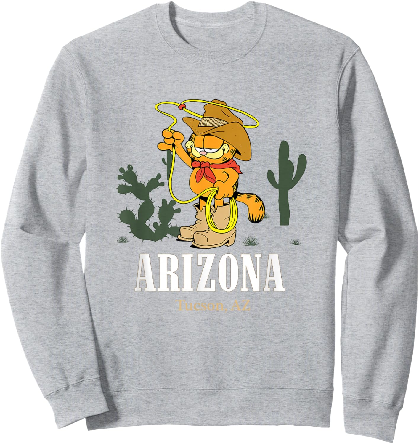 Garfield Tucson Arizona South Western Yee Haw Garfield Sweatshirt - Sweatshirt | Ash
