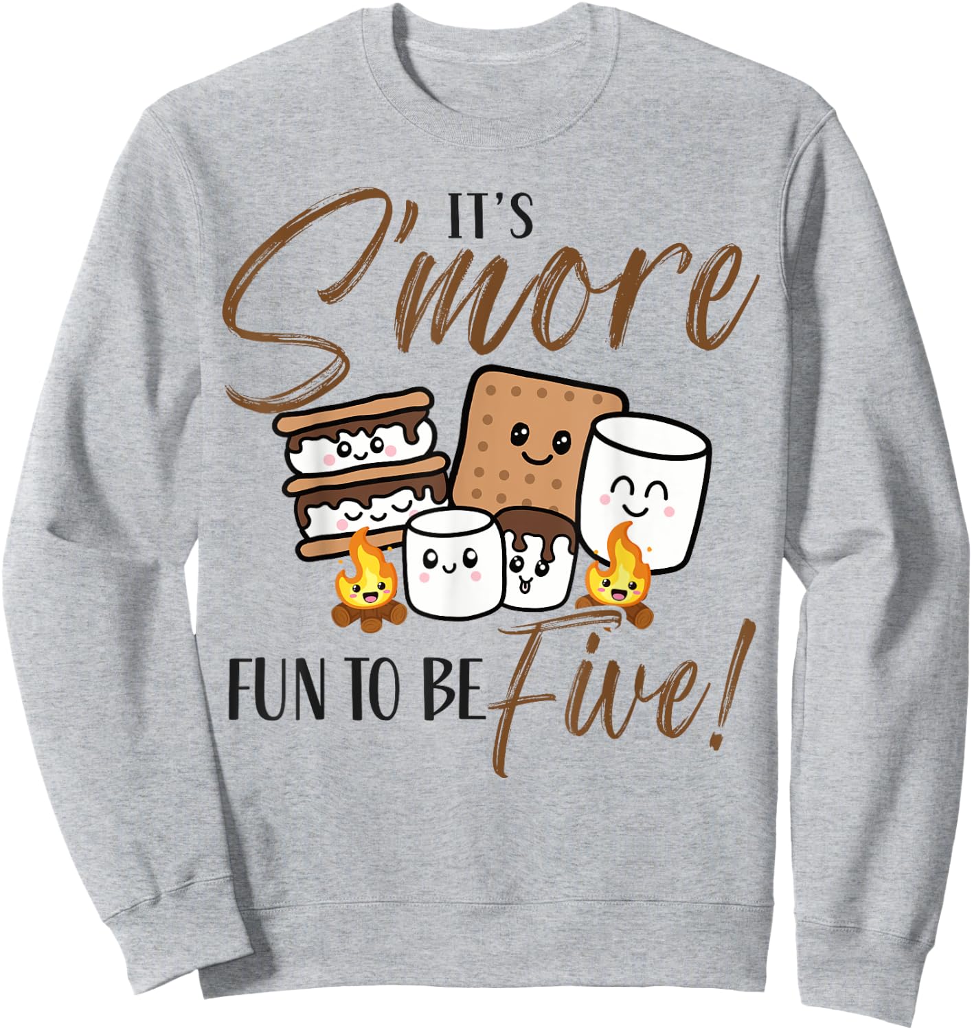 It's S'more Fun To Be Five 5th Marshmallow Birthday Campfire Sweatshirt - Sweatshirt | Ash