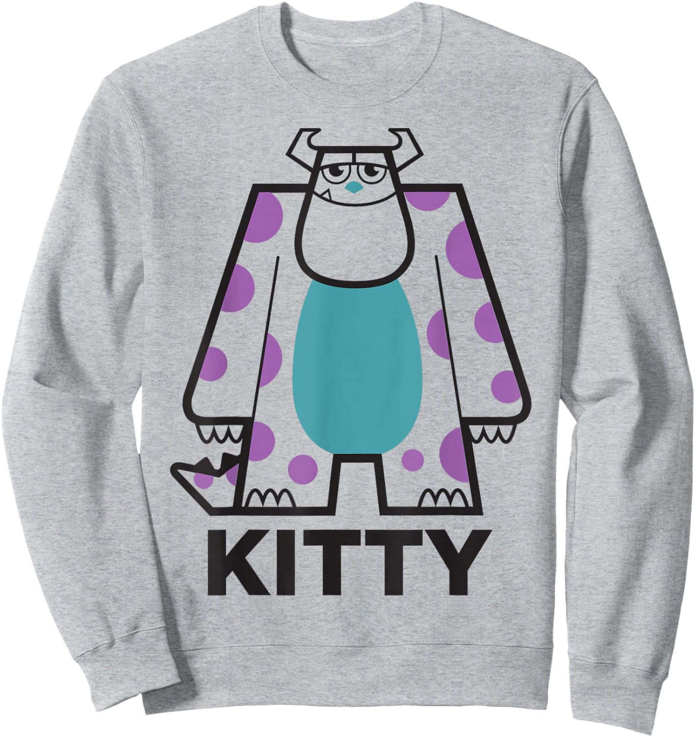 Disney Pixar Monsters, Inc. Sulley Kitty Big Portrait & Logo Sweatshirt - Sweatshirt | Ash