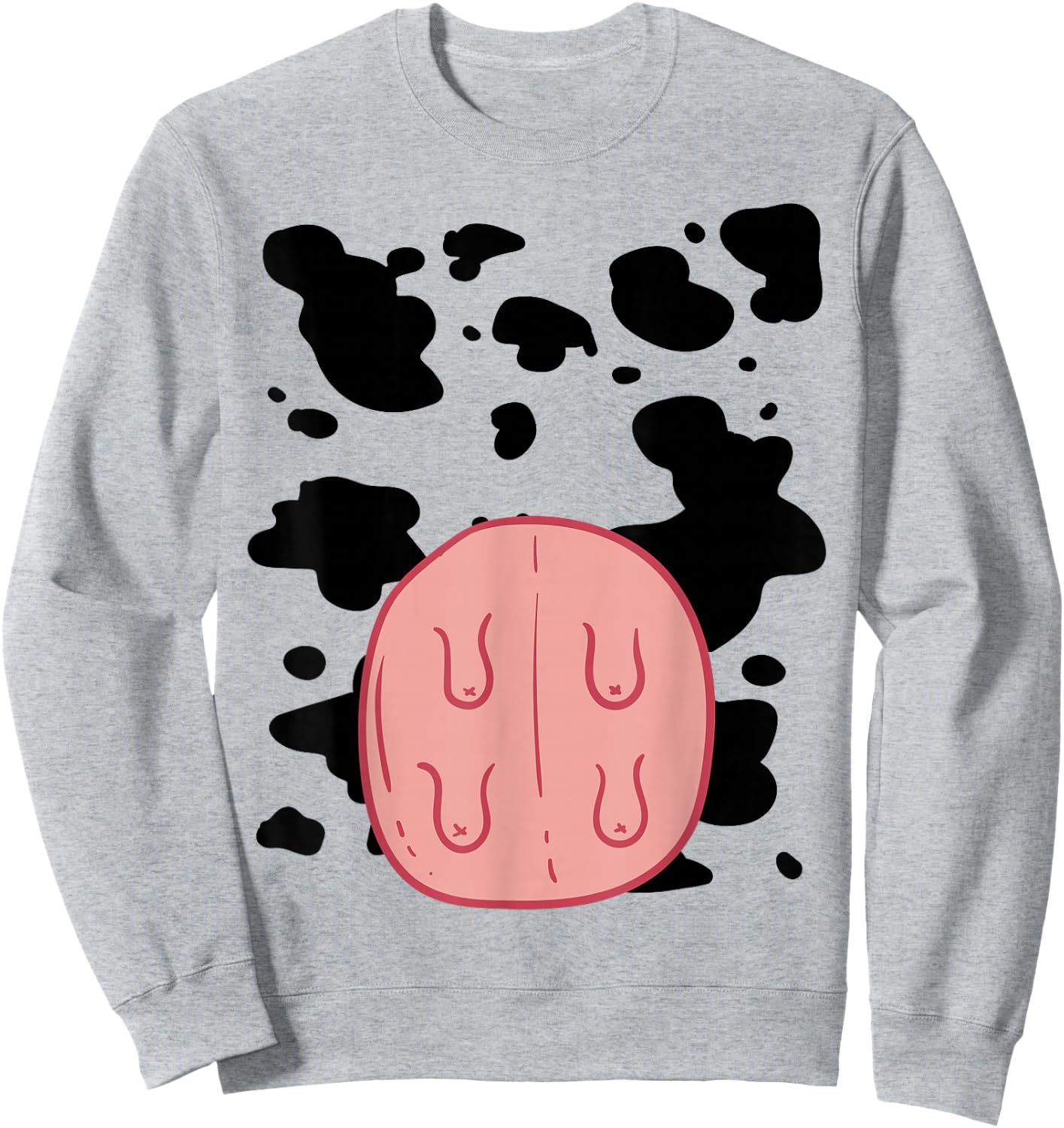 Cow Udder Pattern Funny Lazy DIY Costume Easy Halloween Sweatshirt - Sweatshirt | Ash