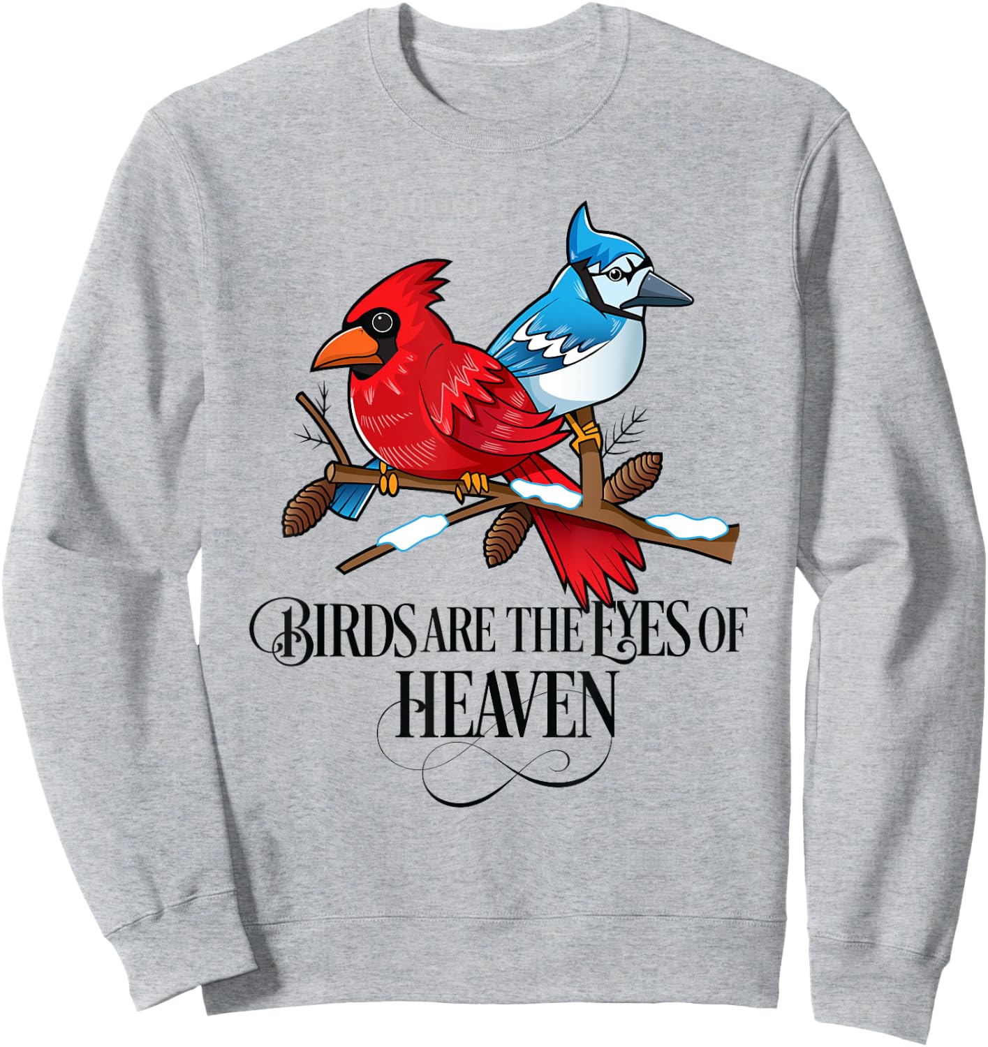 Birds are the Eyes of Heaven Cardinal Blue Jay Sweatshirt - Sweatshirt | Ash