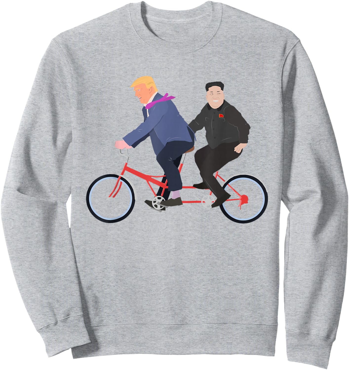 Trump and Kim Jong Un Tandem Bike Funny Sweatshirt - Sweatshirt | Ash