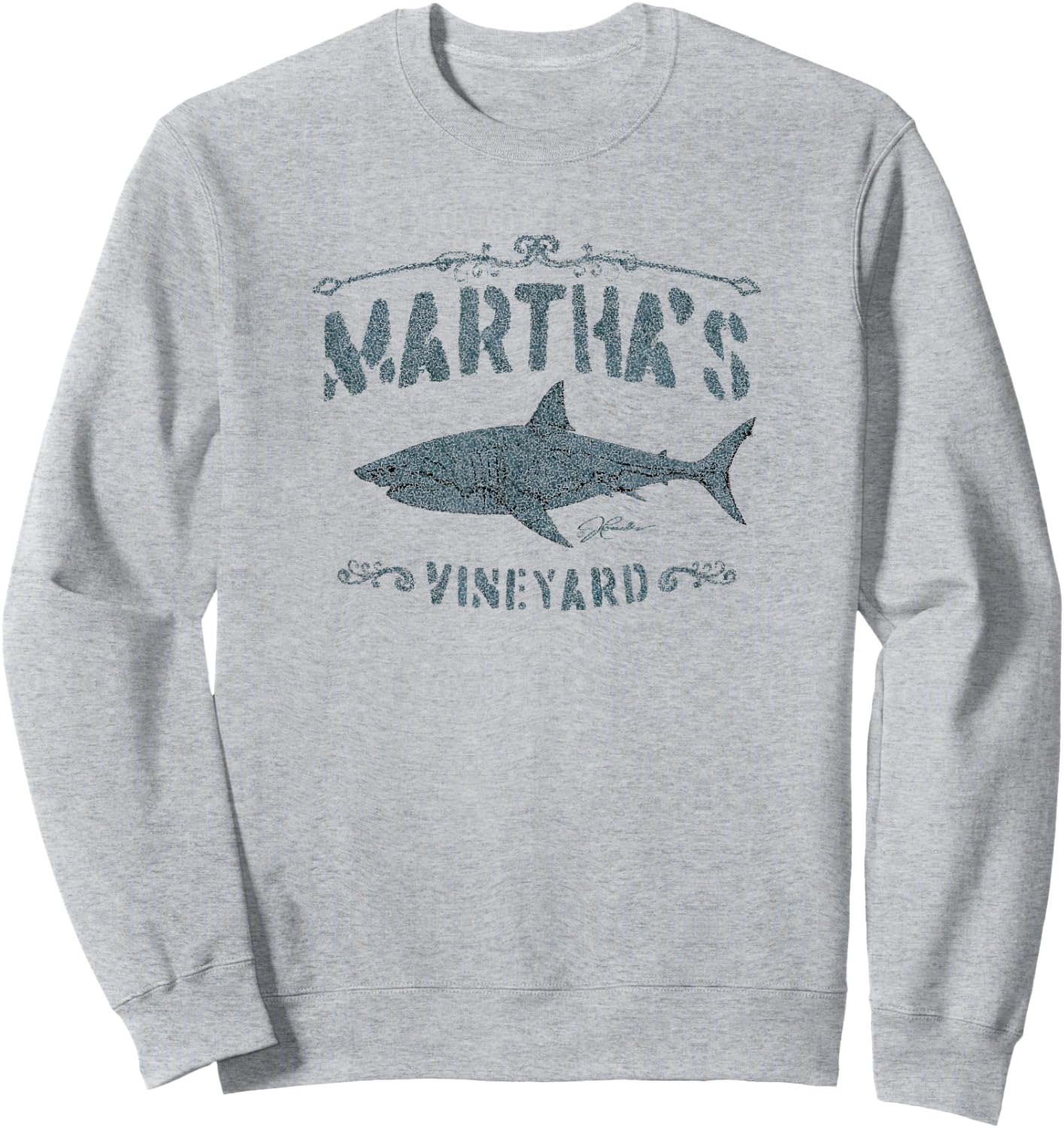 JCombs: Martha's Vineyard, MA, Great White Shark Sweatshirt - Sweatshirt | Ash
