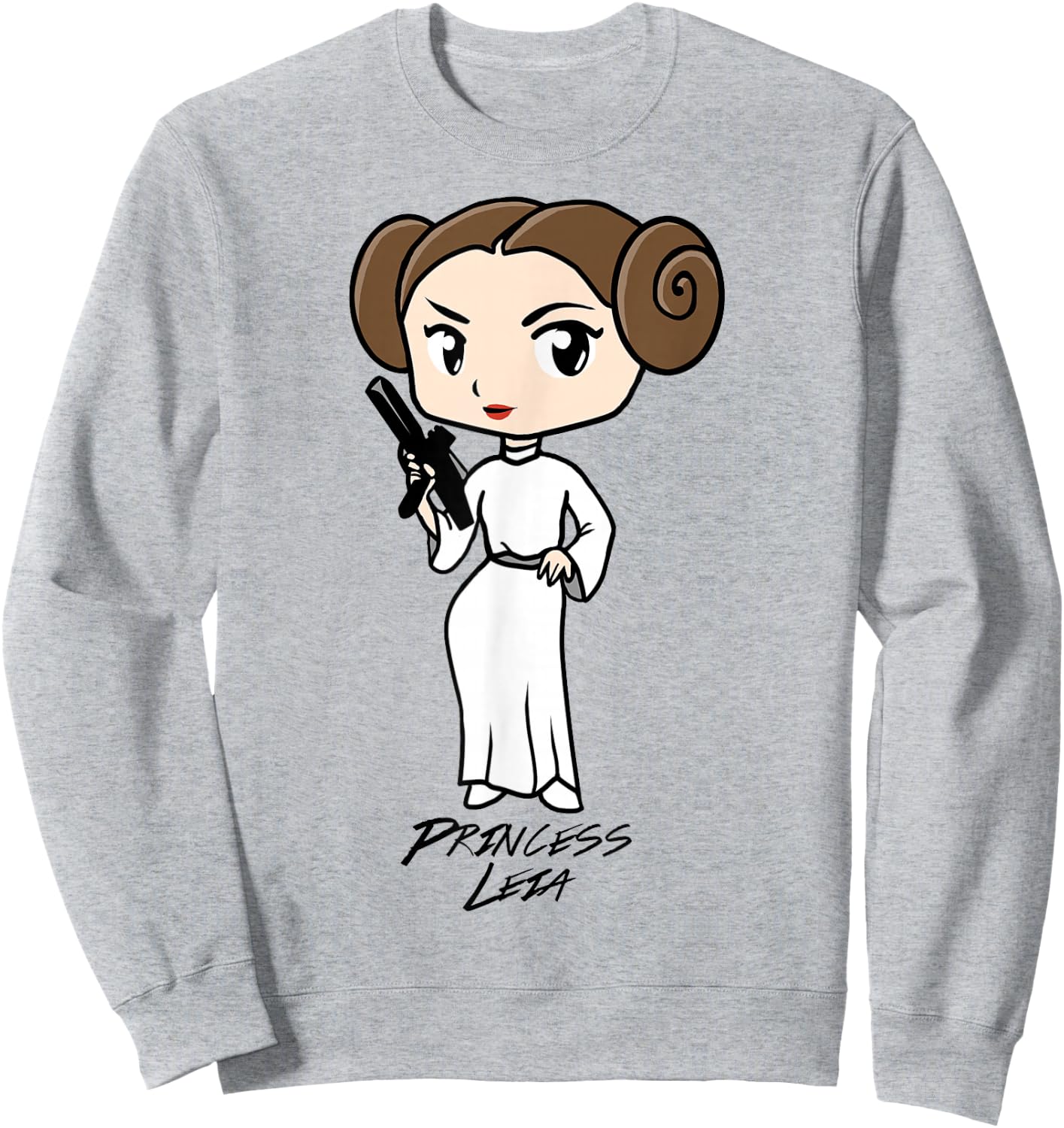 Star Wars Princess Leia Cute Cartoon Graphic Sweatshirt - Sweatshirt | Ash