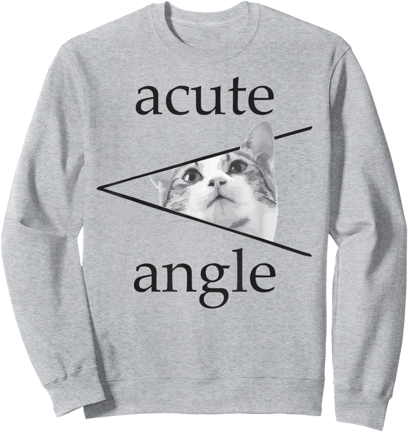 Funny Mathematics Cute Cat Kitten apparel Acute Angle Women Girls Kids Sweatshirt - Sweatshirt | Ash