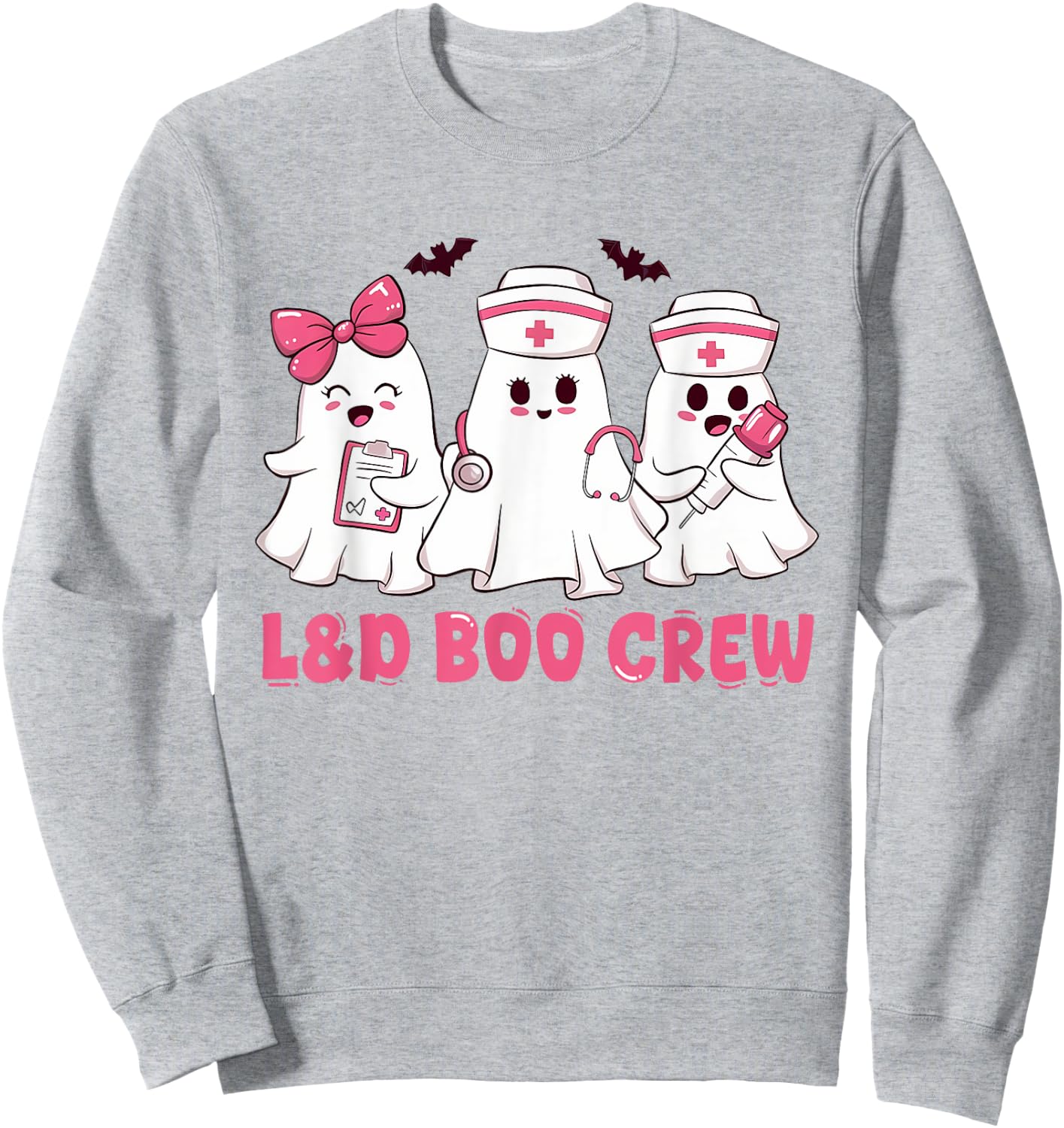 Halloween labor and delivery nurse shirt L&D Boo Crew Sweatshirt - Sweatshirt | Ash