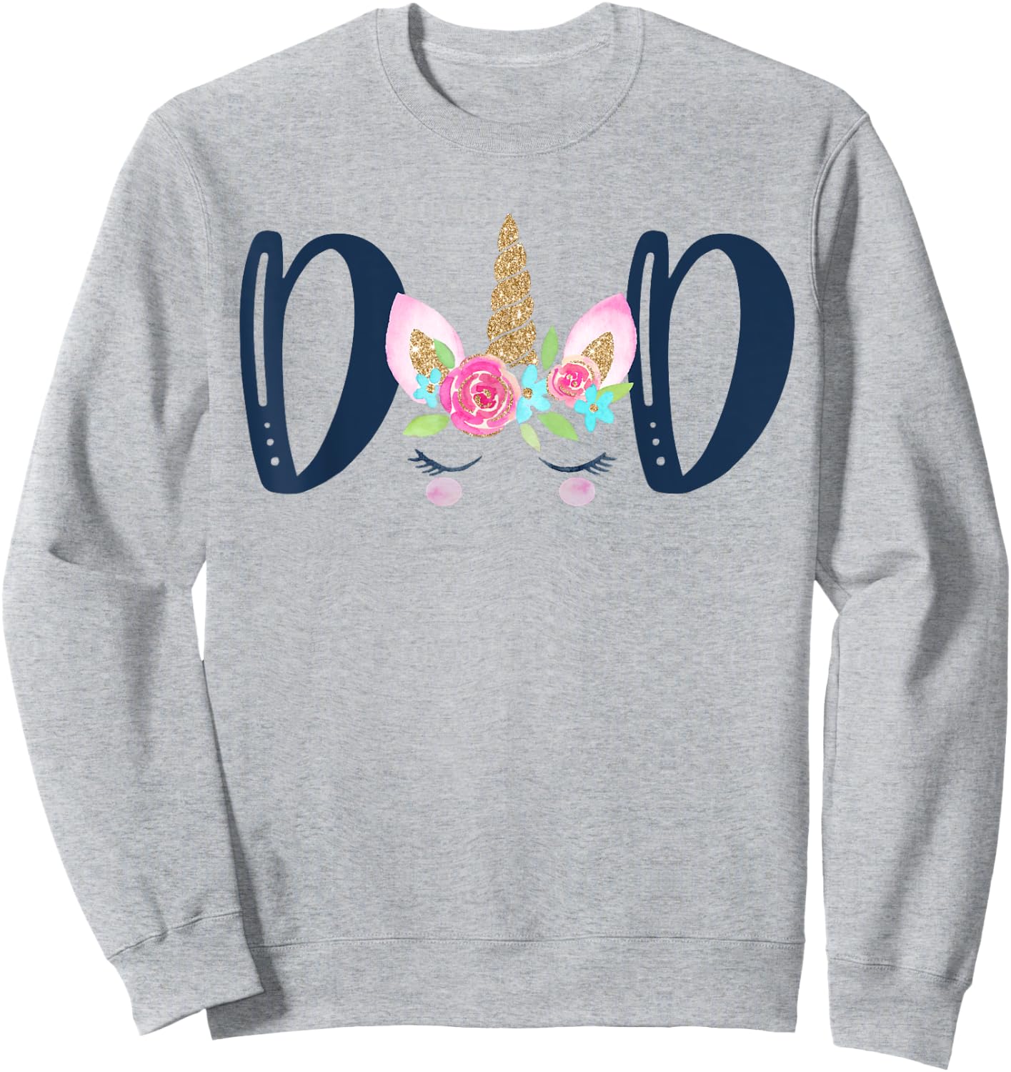 Unicorn Dad Birthday Shirt Matching Family Party Sweatshirt - Sweatshirt | Ash