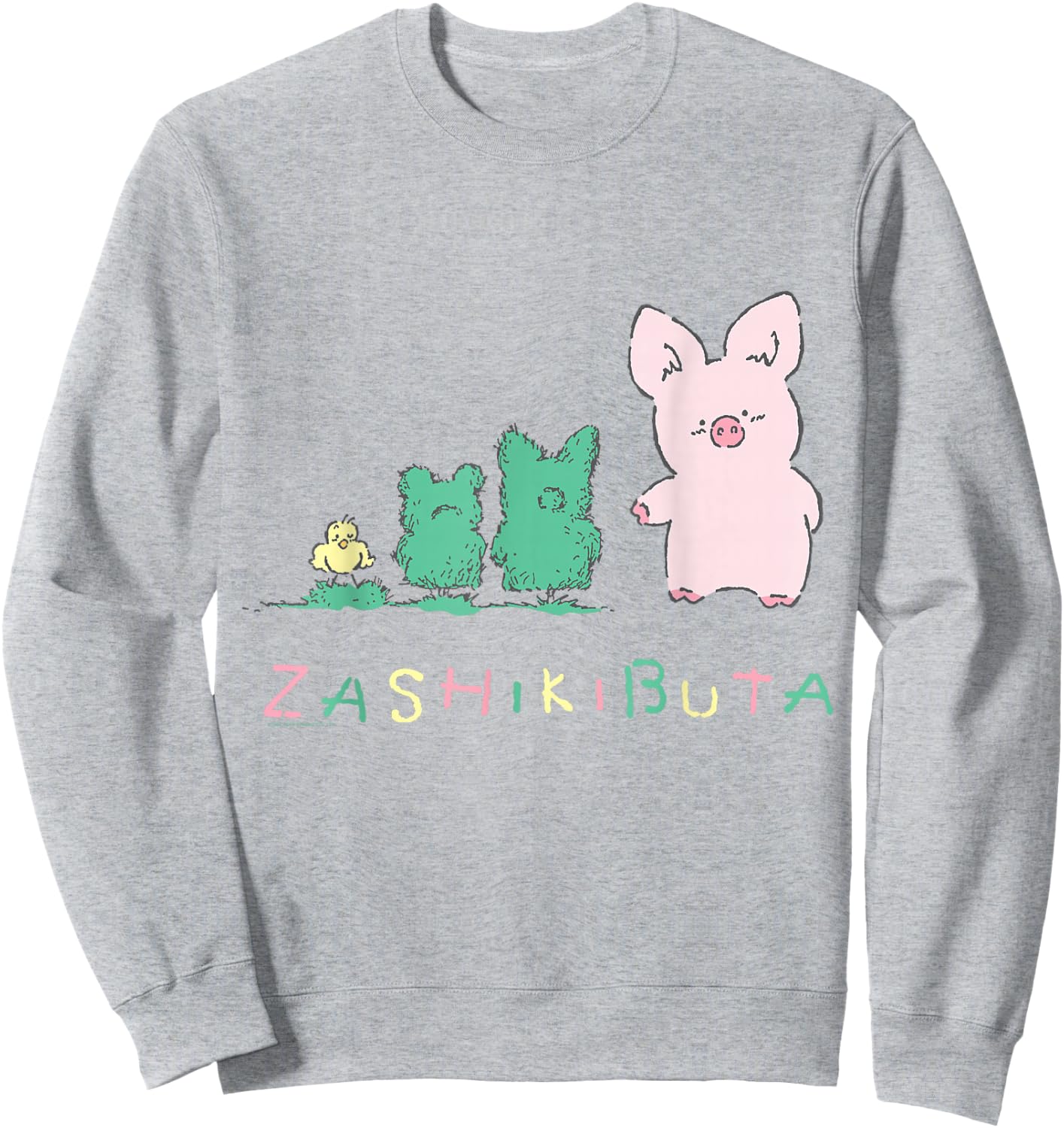 Sanrio Zashikibuta Cheerful Pig Shirt Sweatshirt - Sweatshirt | Ash