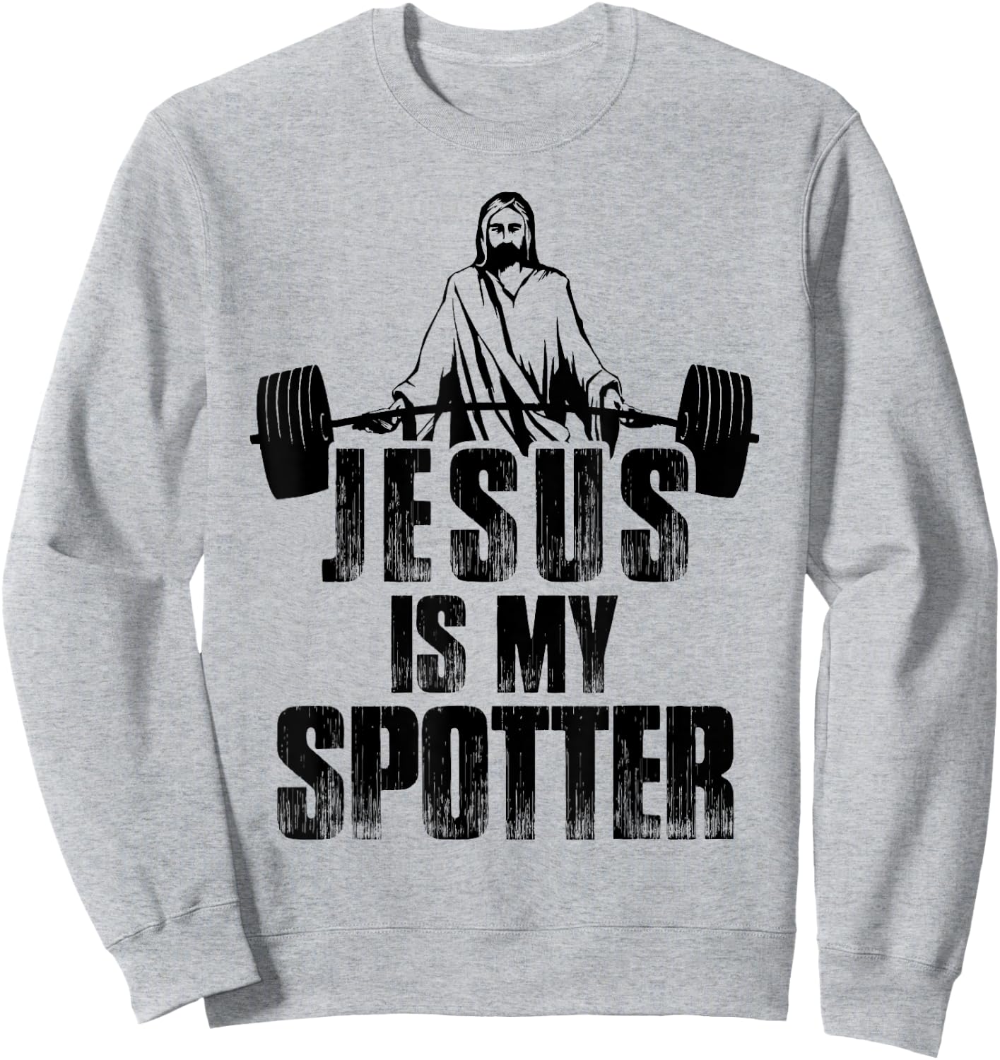 Christian Shirt Funny Gym Jesus Is My Spotter Gift Sweatshirt - Sweatshirt | Ash