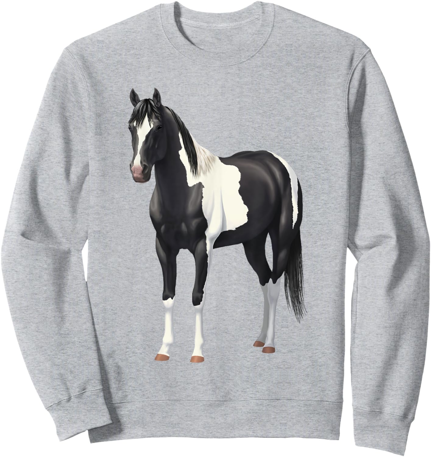 Beautiful Black Pinto Paint Horse Quarter Horse Sweatshirt - Sweatshirt | Ash
