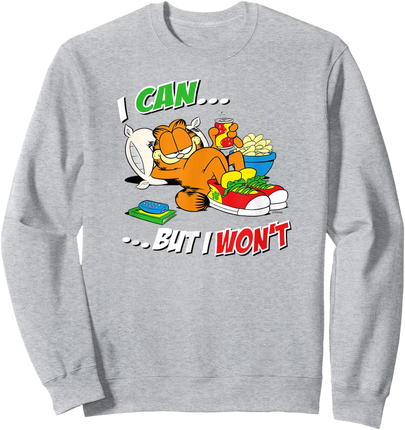 Garfield I Can But I Won't Sweatshirt - Sweatshirt | Ash