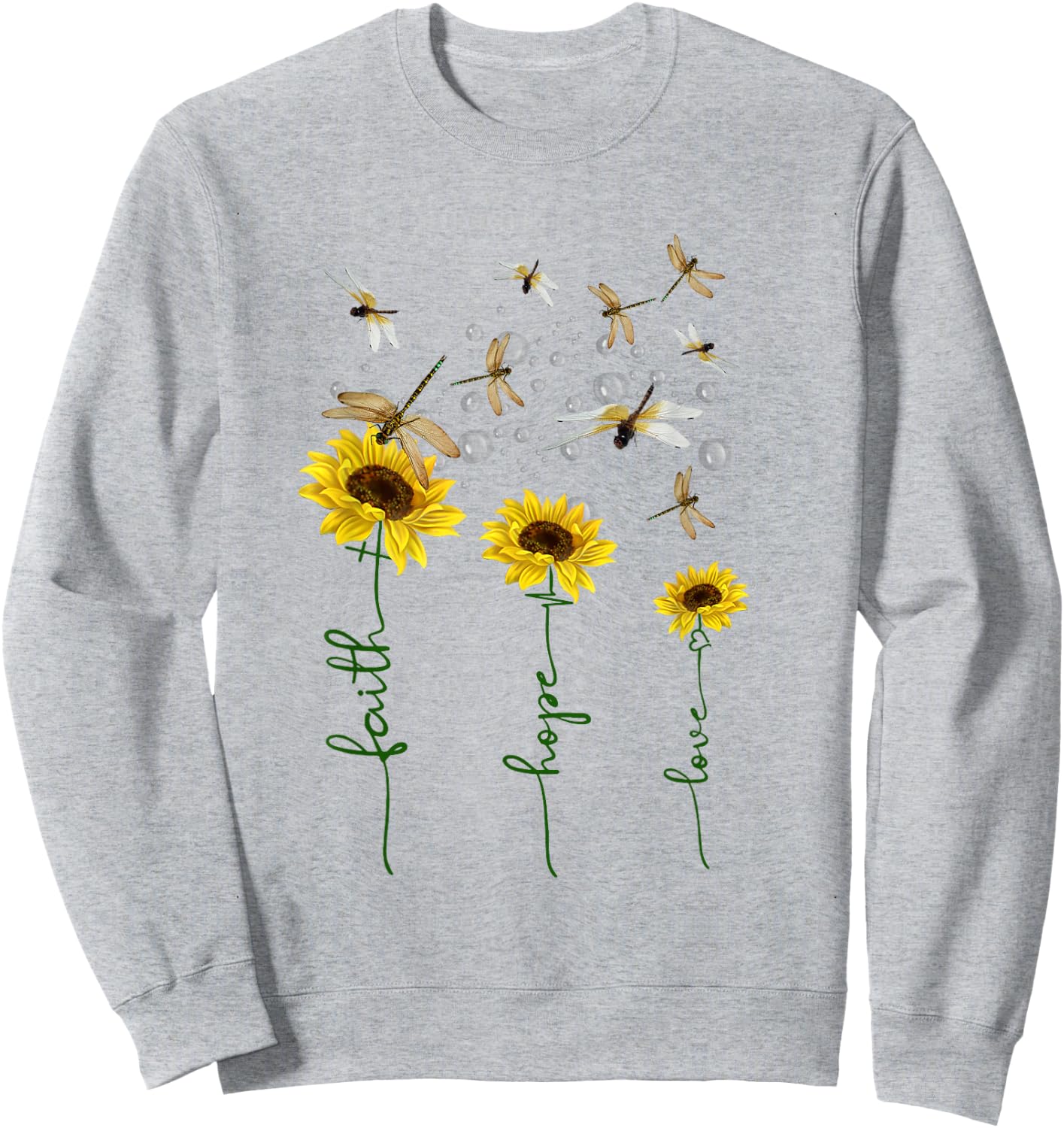 Faith Hope Love Sunflower Dragonfly Christian Gift Sweatshirt - Sweatshirt | Ash