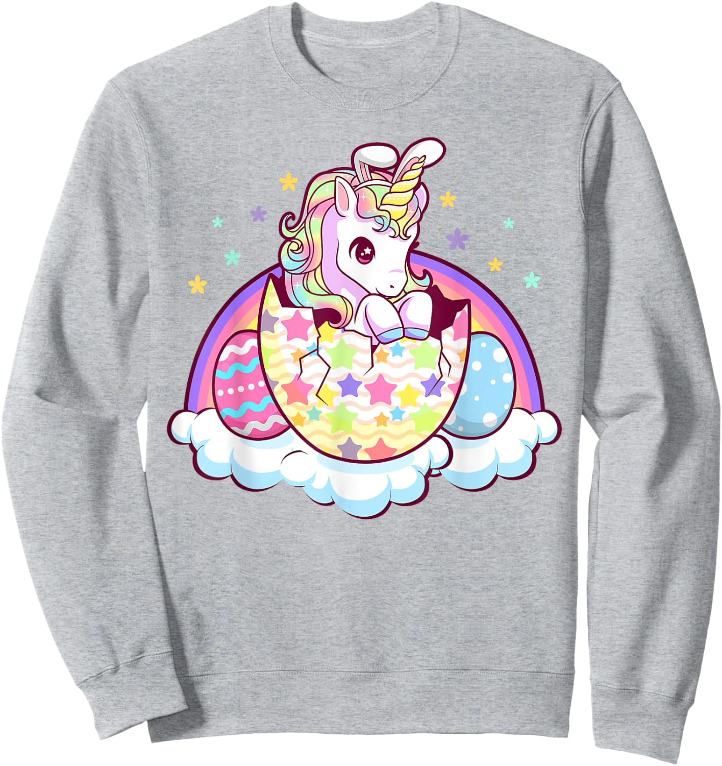Happy Easter Unicorn Bunny Girls Kids Easter Eggs Sweatshirt - Sweatshirt | Ash