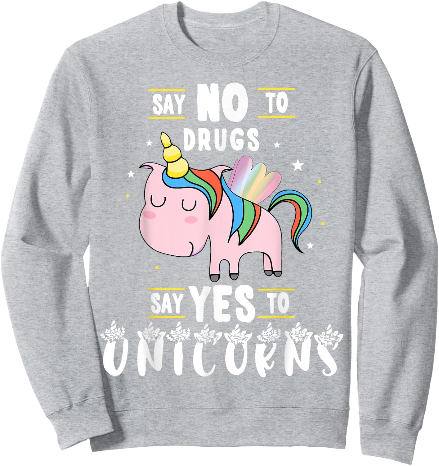 Red Ribbon Week Say No To Drugs Say Yes to Unicorns Gift Sweatshirt - Sweatshirt | Ash
