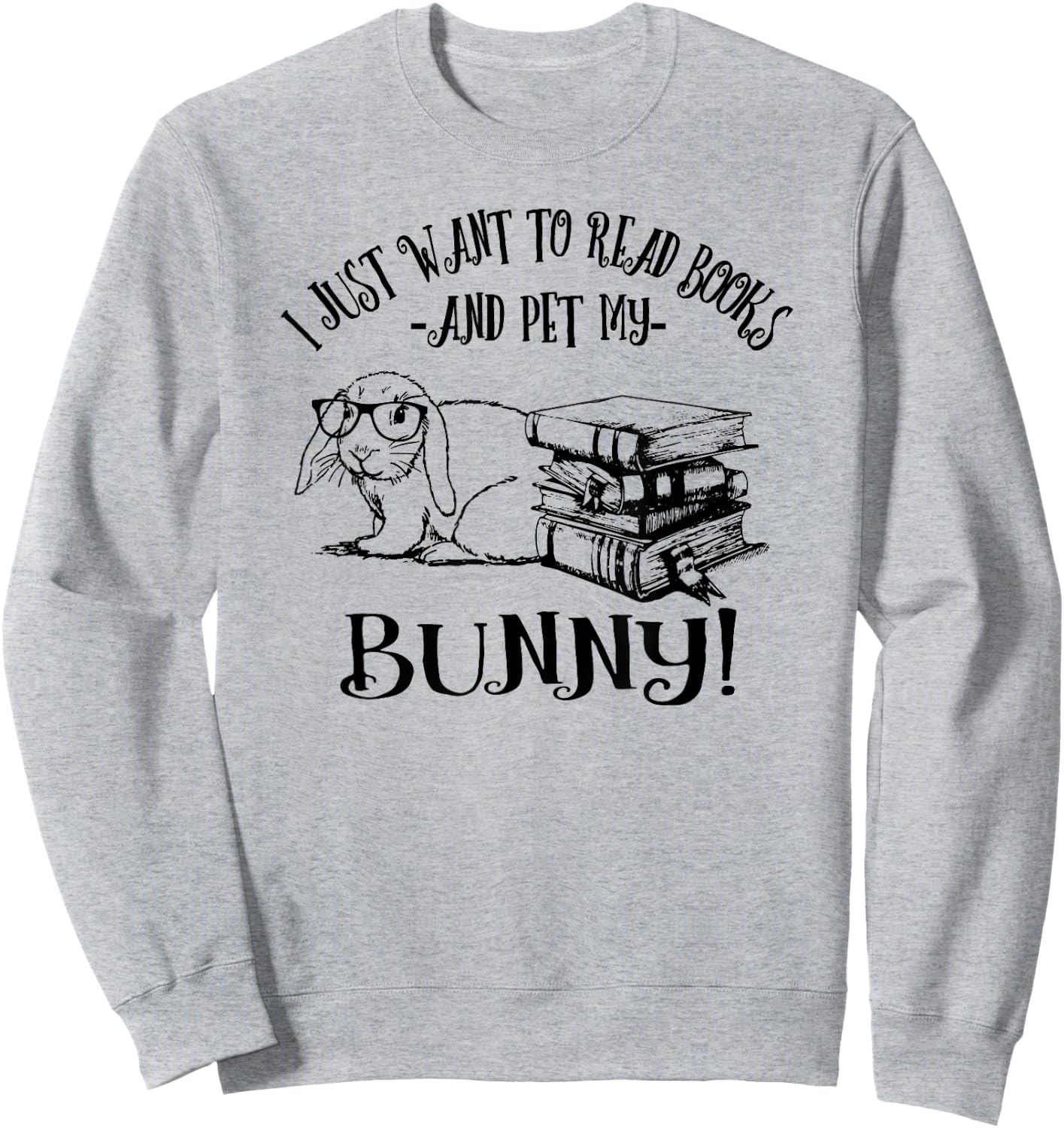 Girls Read Books Mini Holland Lop Bunny Rabbit Lover Sweatshirt - Sweatshirt | Ash