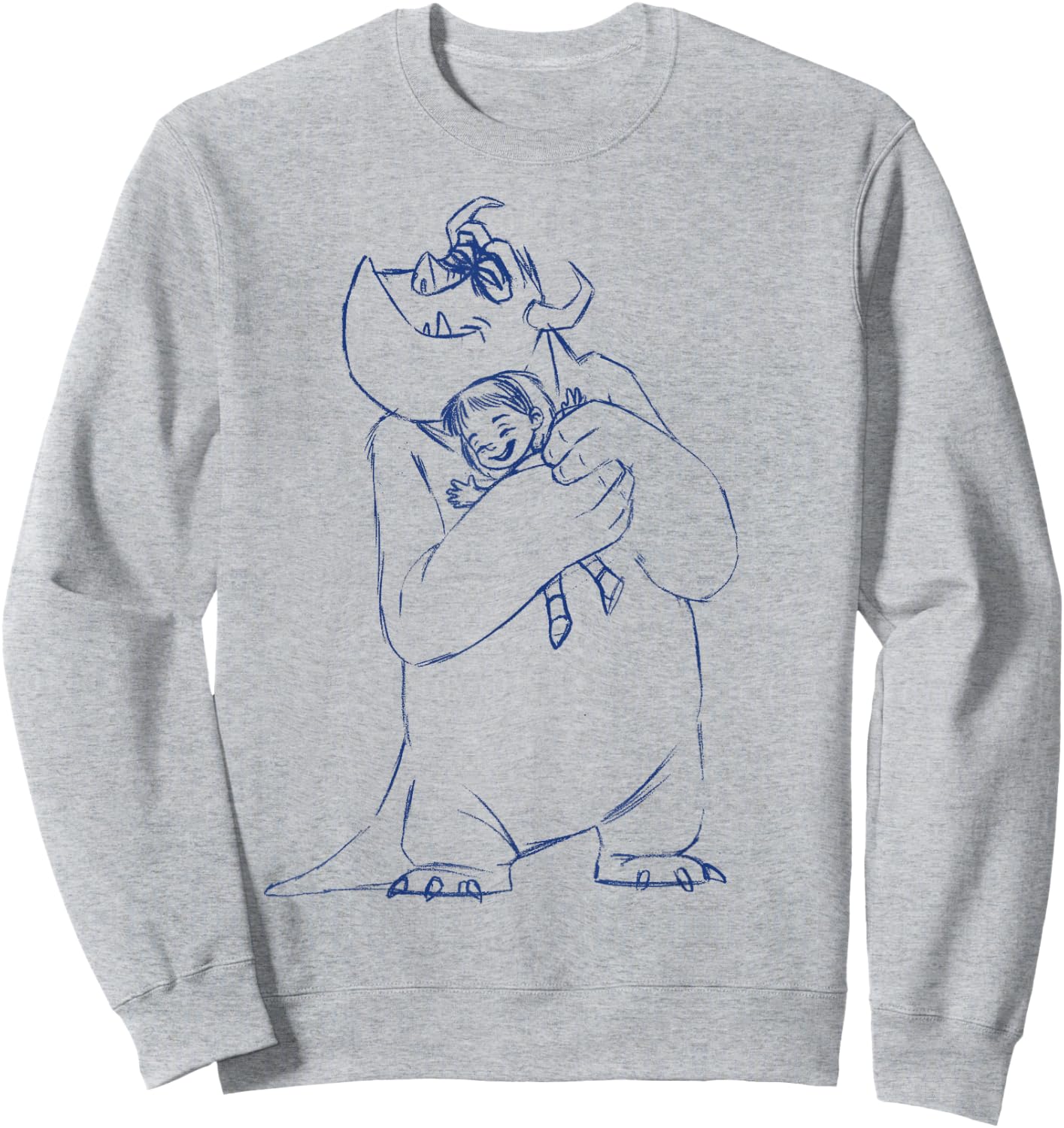 Disney Pixar Monsters, Inc. Mike & Boo Hug Fine Art Sketch Sweatshirt - Sweatshirt | Ash
