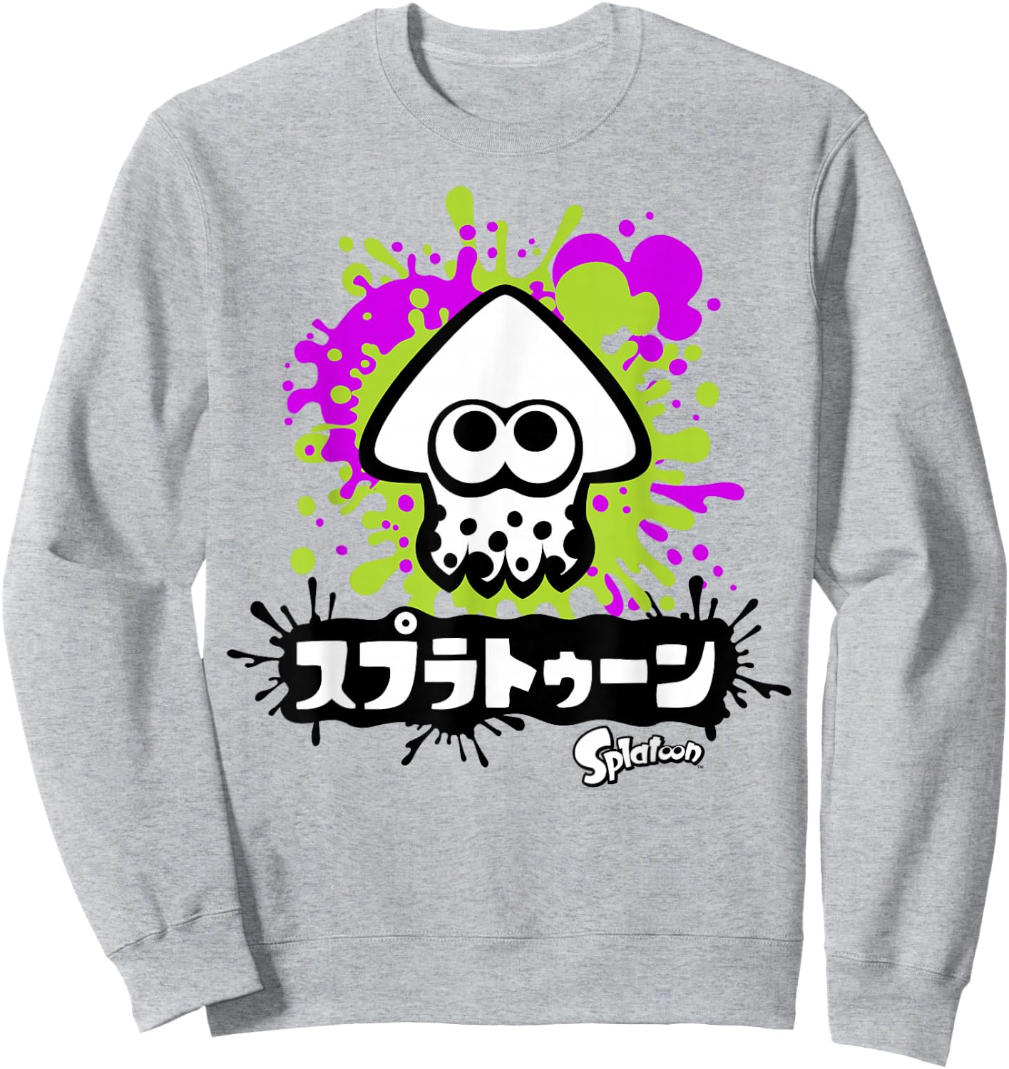 Nintendo Splatoon Inkling Text Splatter Graphic Sweatshirt - Sweatshirt | Ash