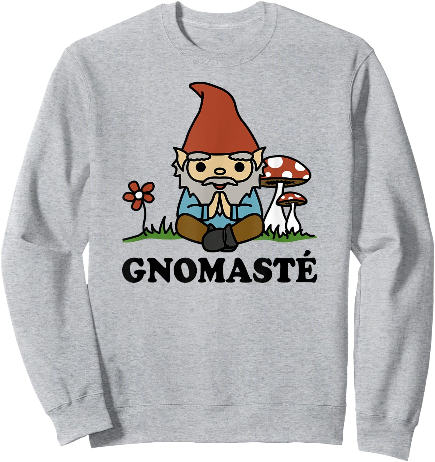 Gnomaste Cute Meditating Gnome Funny Yoga Sweatshirt - Sweatshirt | Ash