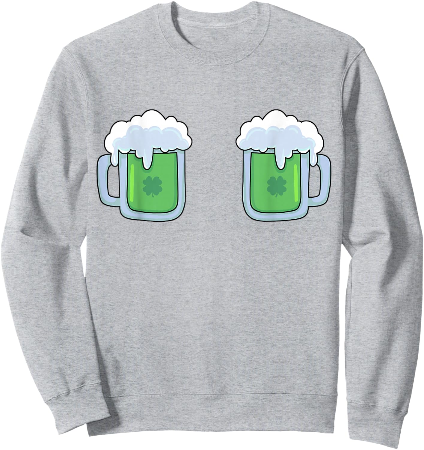 Funny St Patricks Day Drinking Irish Shamrock Green Beer Mug Sweatshirt - Sweatshirt | Ash
