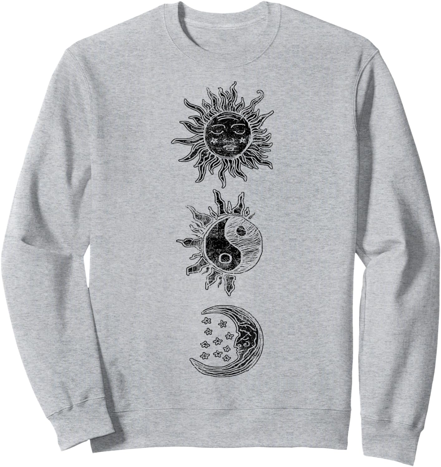 Sun Moon Star Yin Yang Geometric Sweatshirt - Sweatshirt | Ash