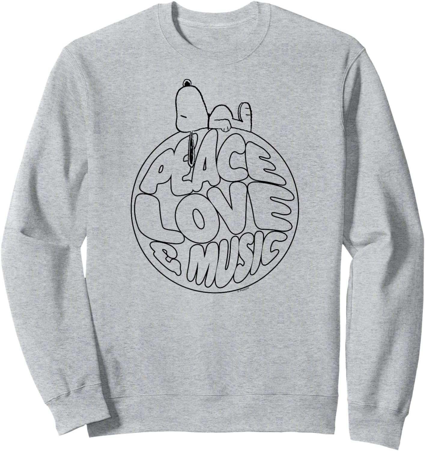 Peanuts -Snoopy Peace Love and Music Sweatshirt - Sweatshirt | Ash