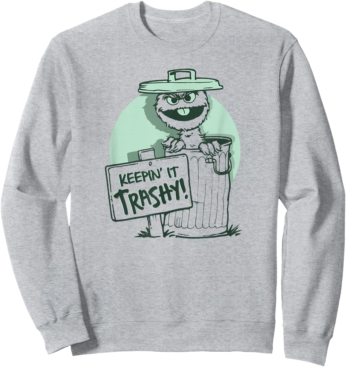 Sesame Street Oscar The Grouch Keepin' It Trashy Sweatshirt - Sweatshirt | Ash