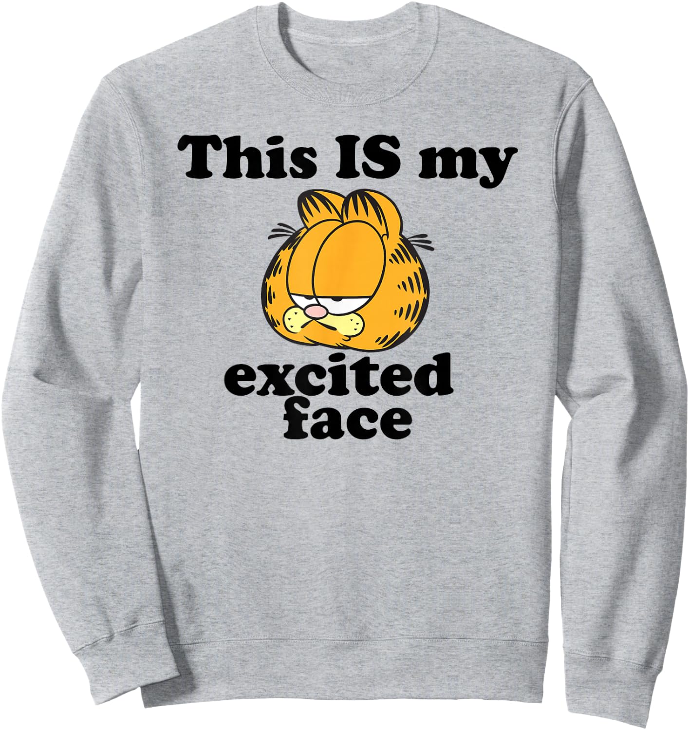 Garfield This is My Excited Face Sarcastic Cartoon Cat Sweatshirt - Sweatshirt | Ash