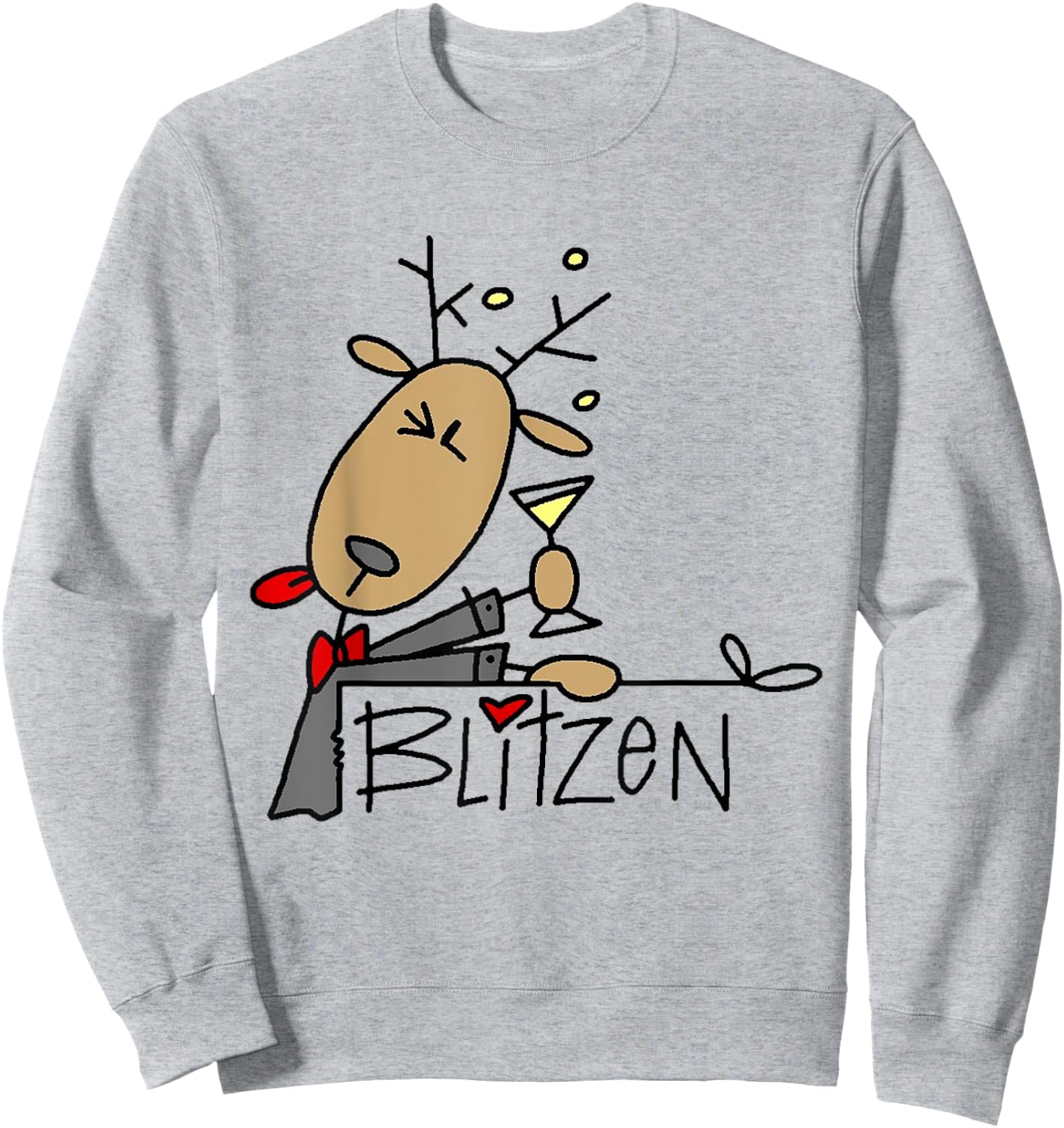 Blitzen Christmas Funny Reindeer Sweatshirt - Sweatshirt | Ash