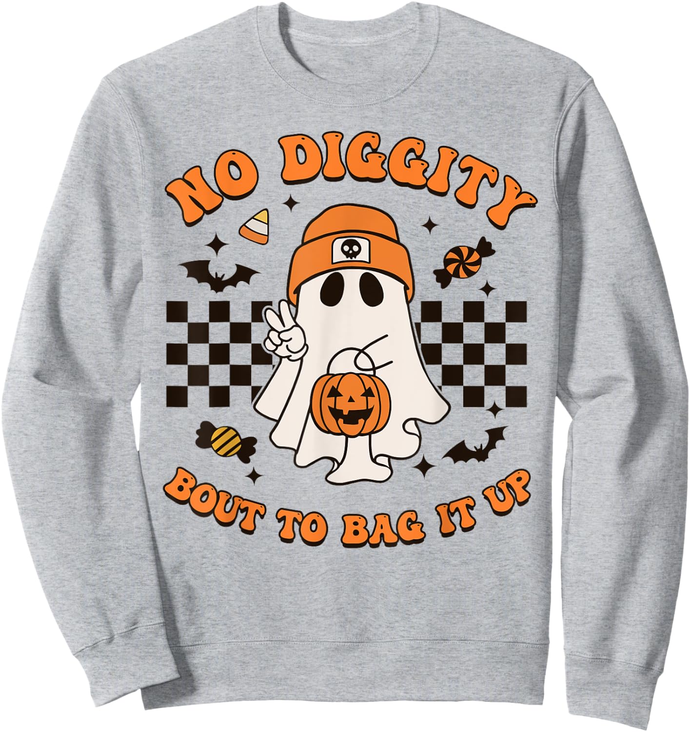 Halloween Ghost No Diggity Bout to Bag it Up Toddler Kids Sweatshirt - Sweatshirt | Ash