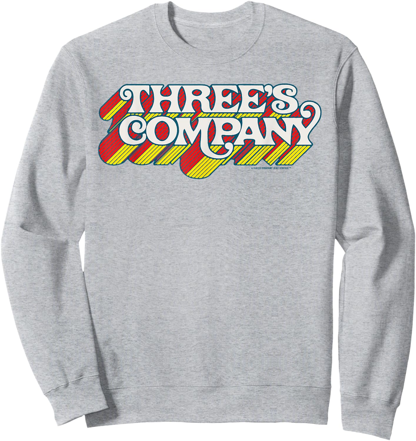 Three's Company Flying Logo Officially Licensed Retro Sweatshirt - Sweatshirt | Ash