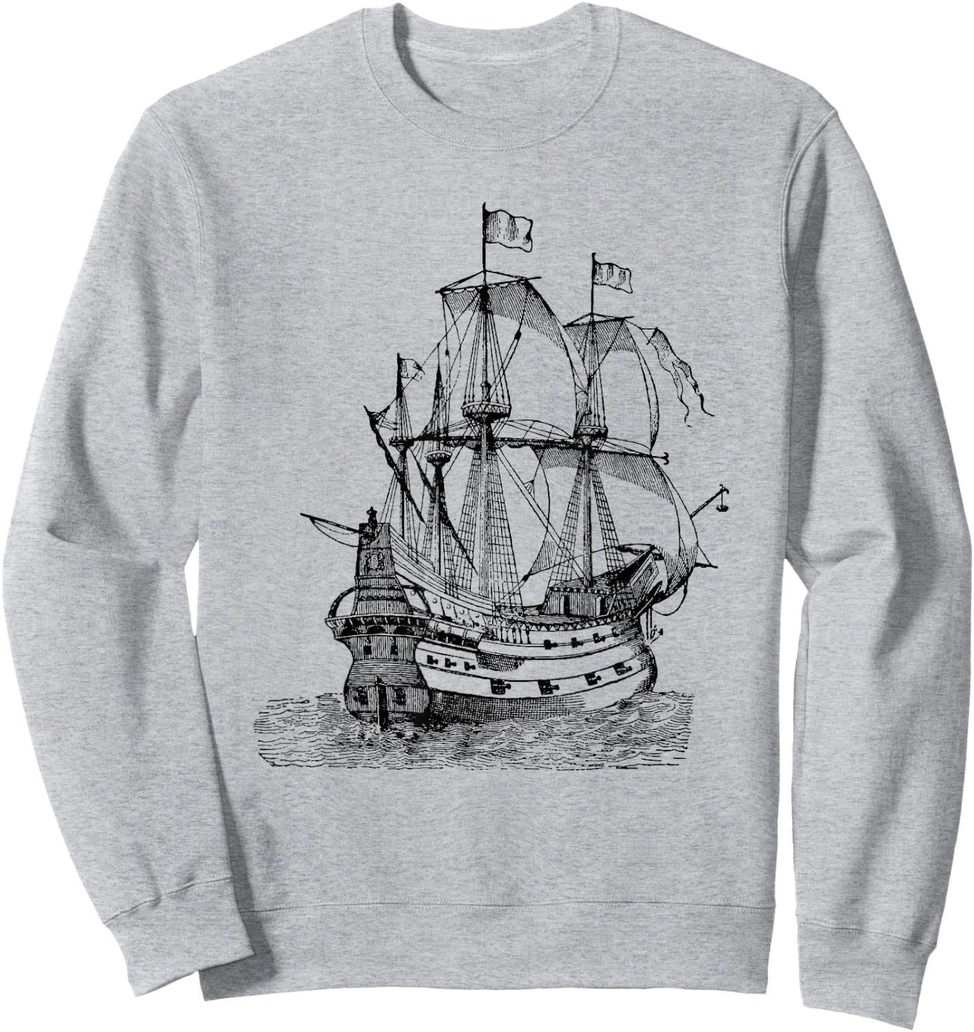 Cool Graphic Design Old Pirate Ship Sweatshirt - Sweatshirt | Ash