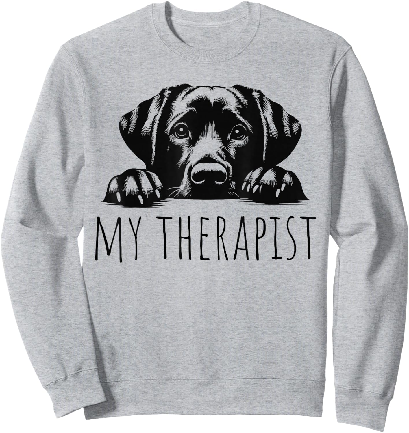 LABLOVE -Adult Dog Lovers All Ages Grey Cartoon Modern Classic Fit Round Collar Short Sleeve Sweatshirt - Sweatshirt | Ash