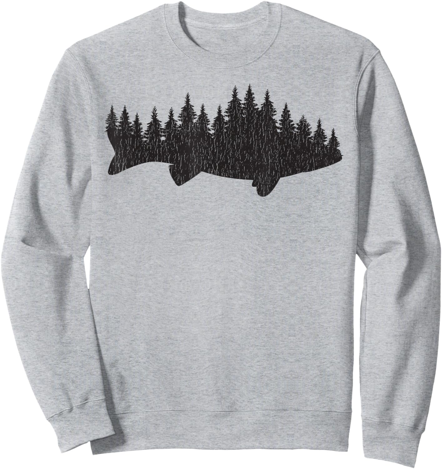 Walleye Fishing Sauger Fisherman Pine Forest Sweatshirt - Sweatshirt | Ash