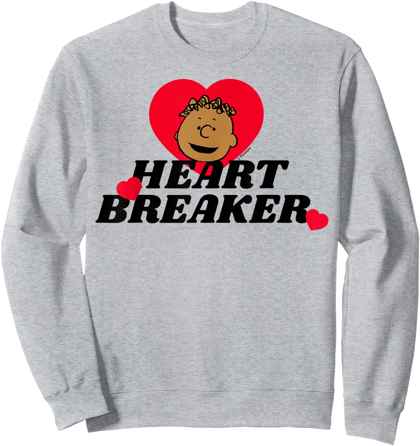 Peanuts Franklin Heartbreaker Adult Blue Small Short Sleeve Sweatshirt - Sweatshirt | Ash