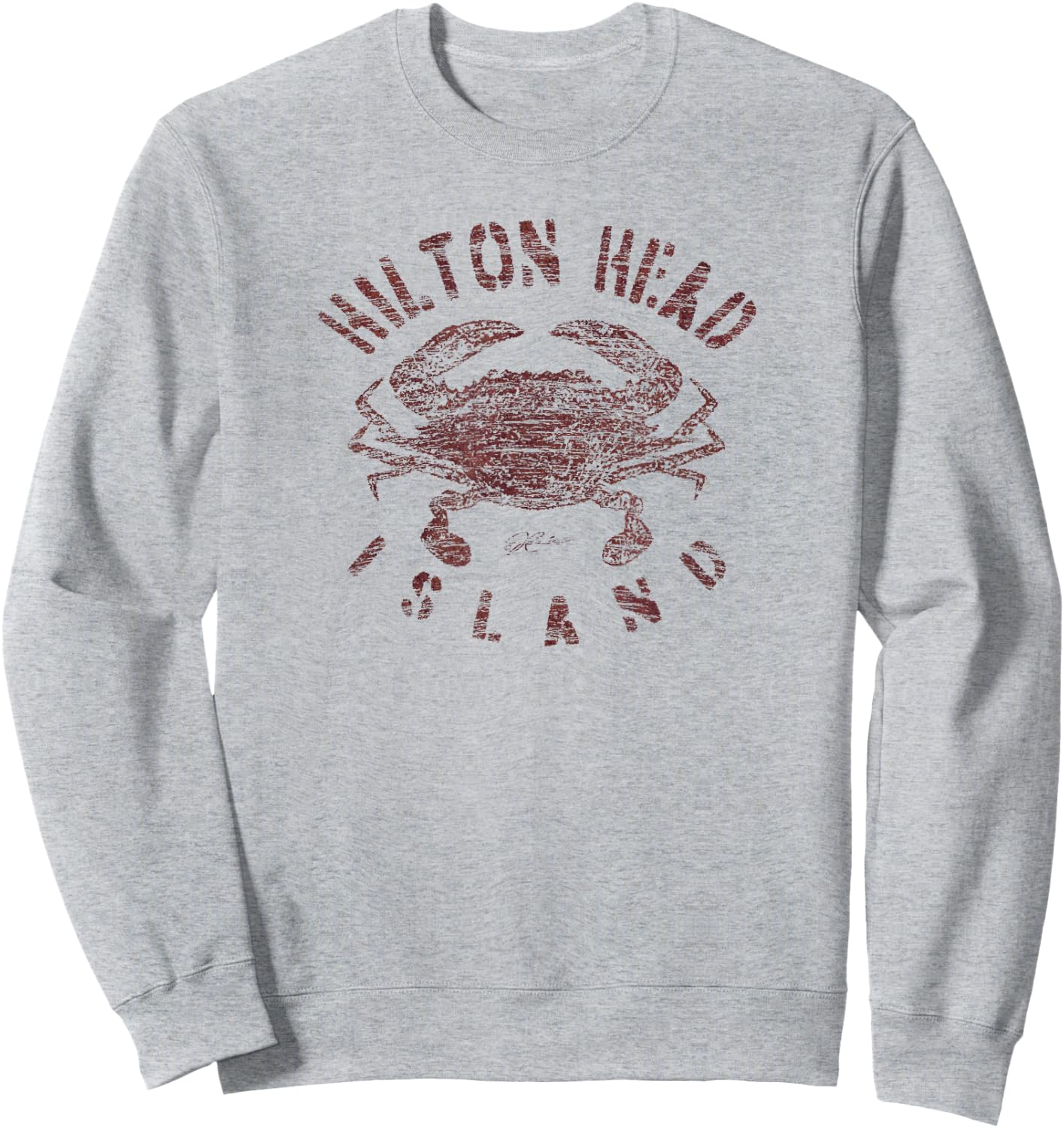 JCombs: Hilton Head Island, Atlantic Blue Crab (Distressed) Sweatshirt - Sweatshirt | Ash