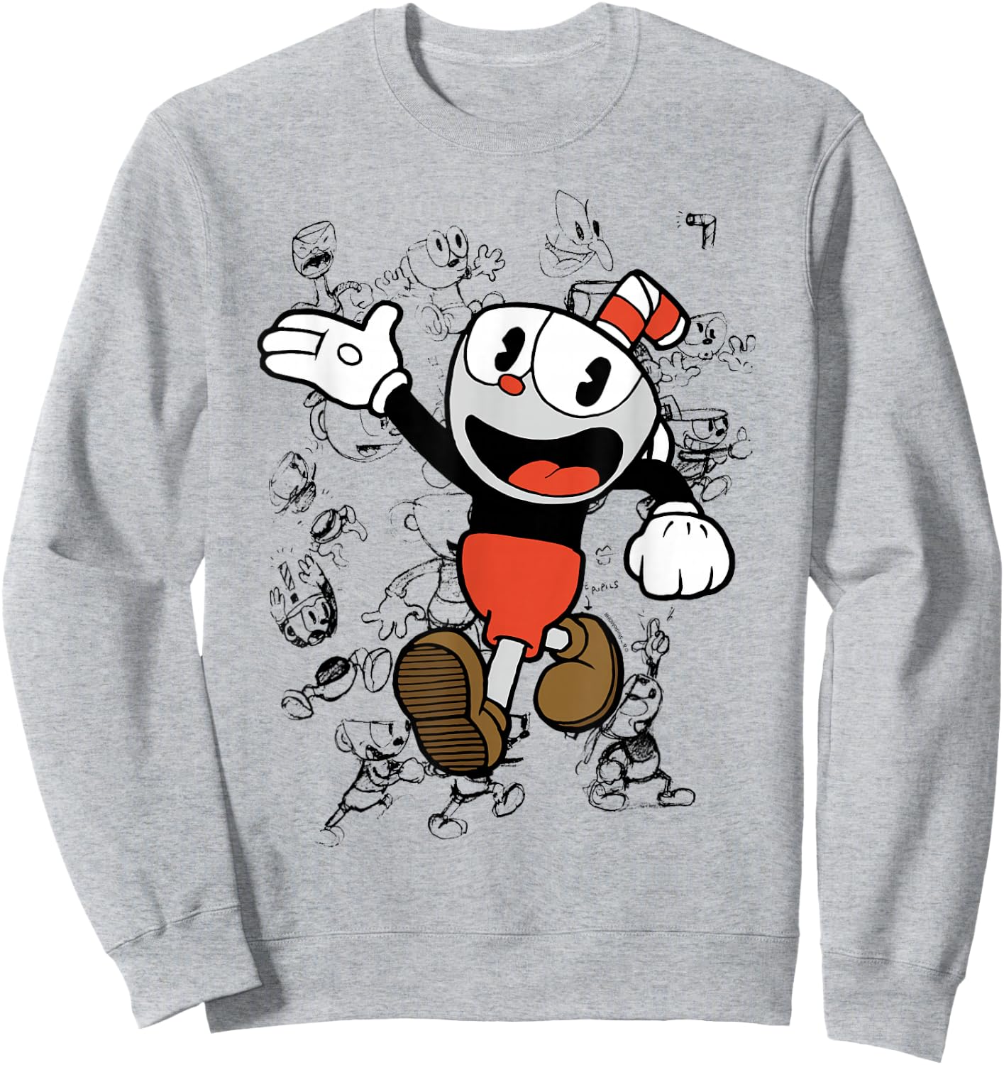 Cuphead Character Sketches Sweatshirt - Sweatshirt | Ash