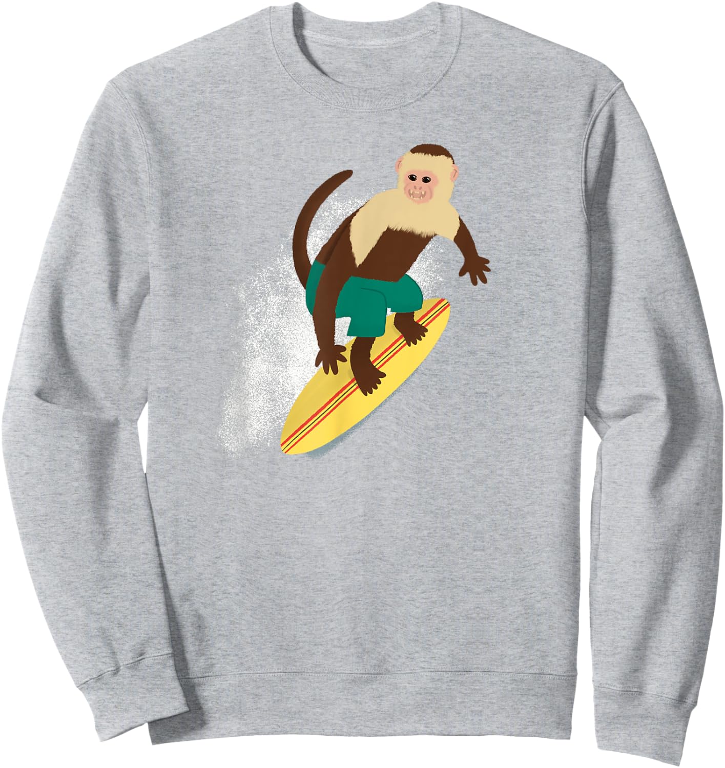 Cute Surfing Capuchin Monkey Sweatshirt - Sweatshirt | Ash